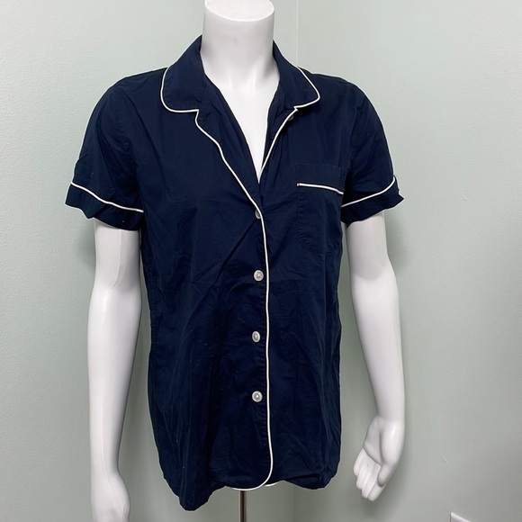 J. Crew Navy and White Button Down Pajama Shirt size small - Picture 1 of 4